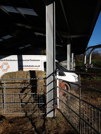 Lindapters used in agricultural shed gate